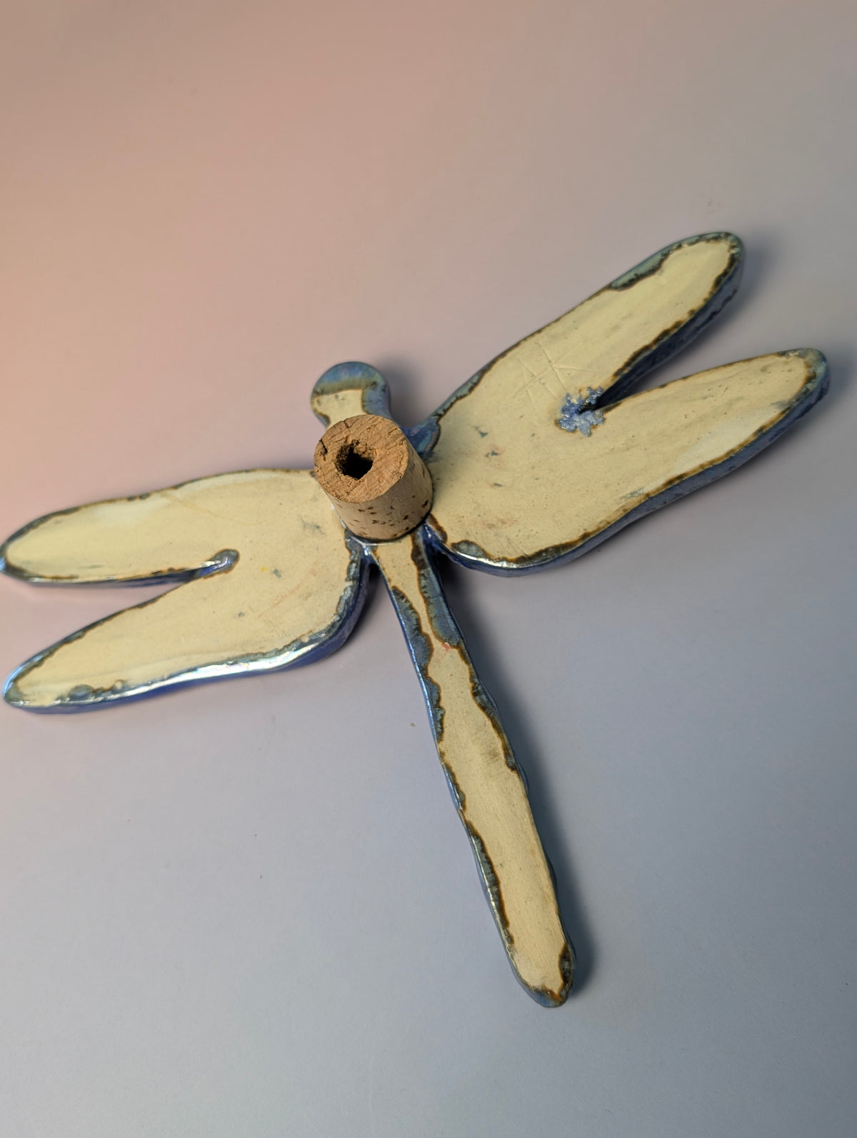 Libellule en Grès & Verre Cristallisé — Décoration Artisanale d'Jardin & Intérieur
