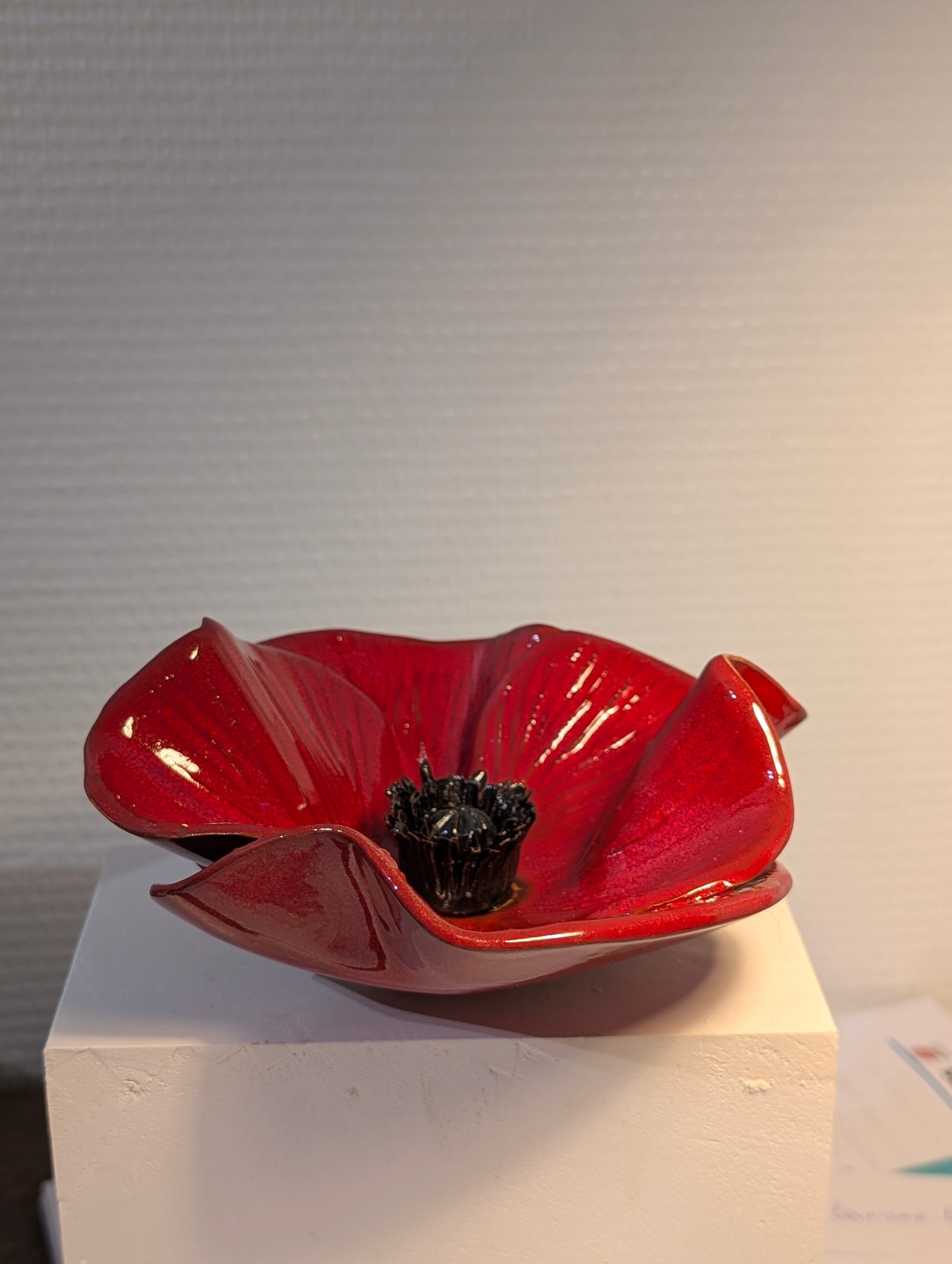 Coquelicot en Faïence Émaillée Rouge Coquelicot – Décoration de Jardin & D'intérieur
