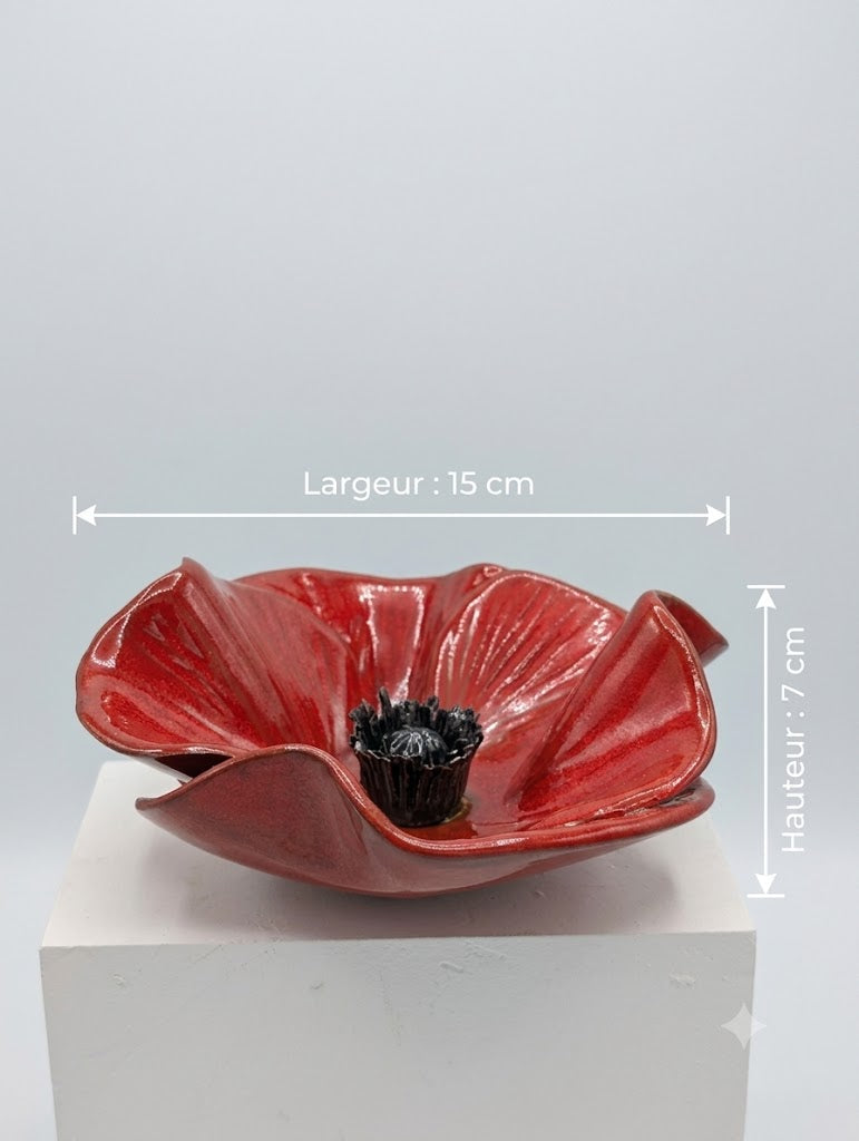 Coquelicot en Faïence Émaillée Rouge Coquelicot – Décoration de Jardin & D'intérieur