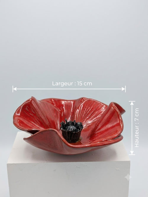 Coquelicot en Faïence Émaillée Rouge Coquelicot – Décoration de Jardin & D'intérieur