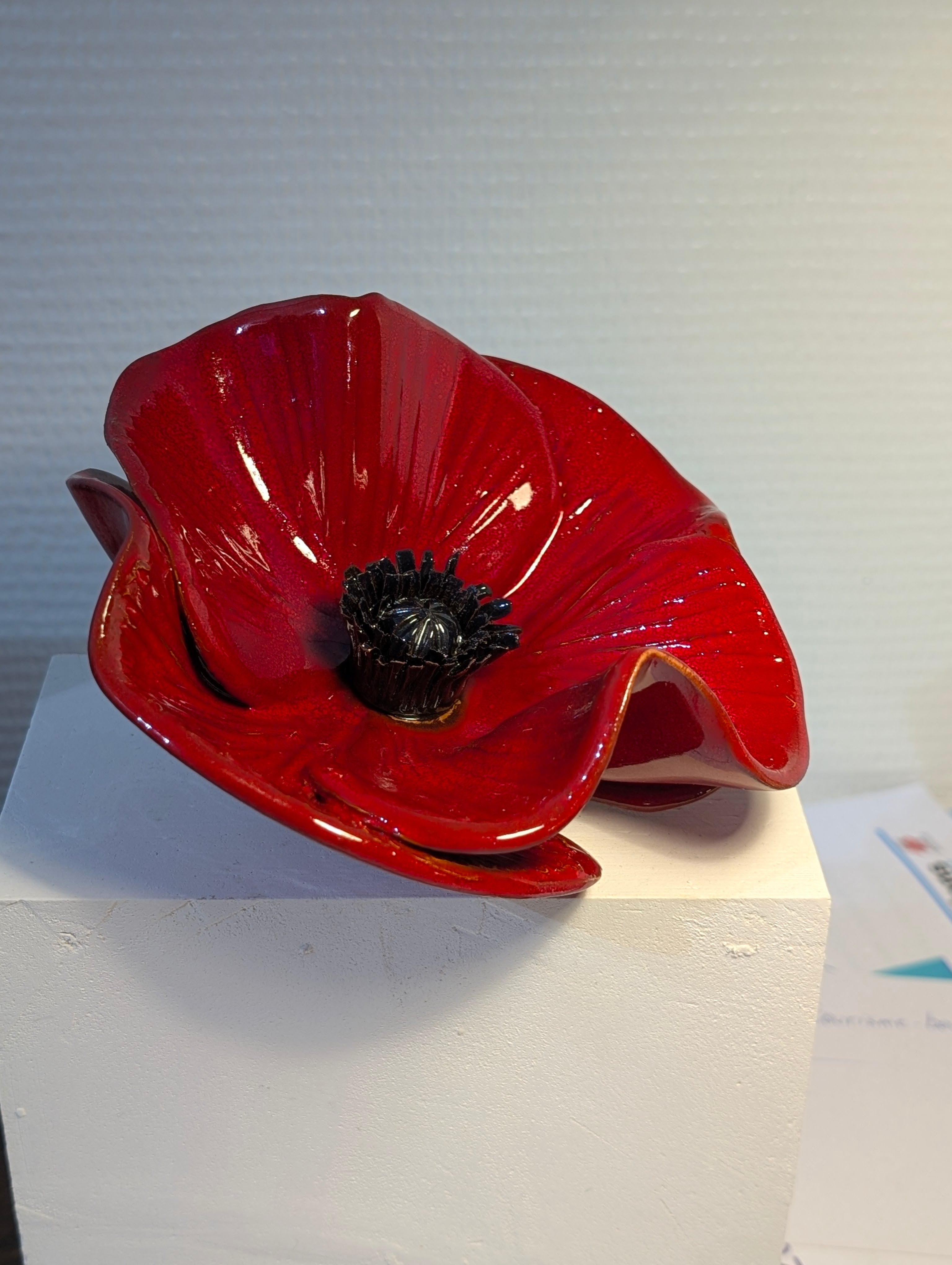 Coquelicot en Faïence Émaillée Rouge Coquelicot – Décoration de Jardin & D'intérieur