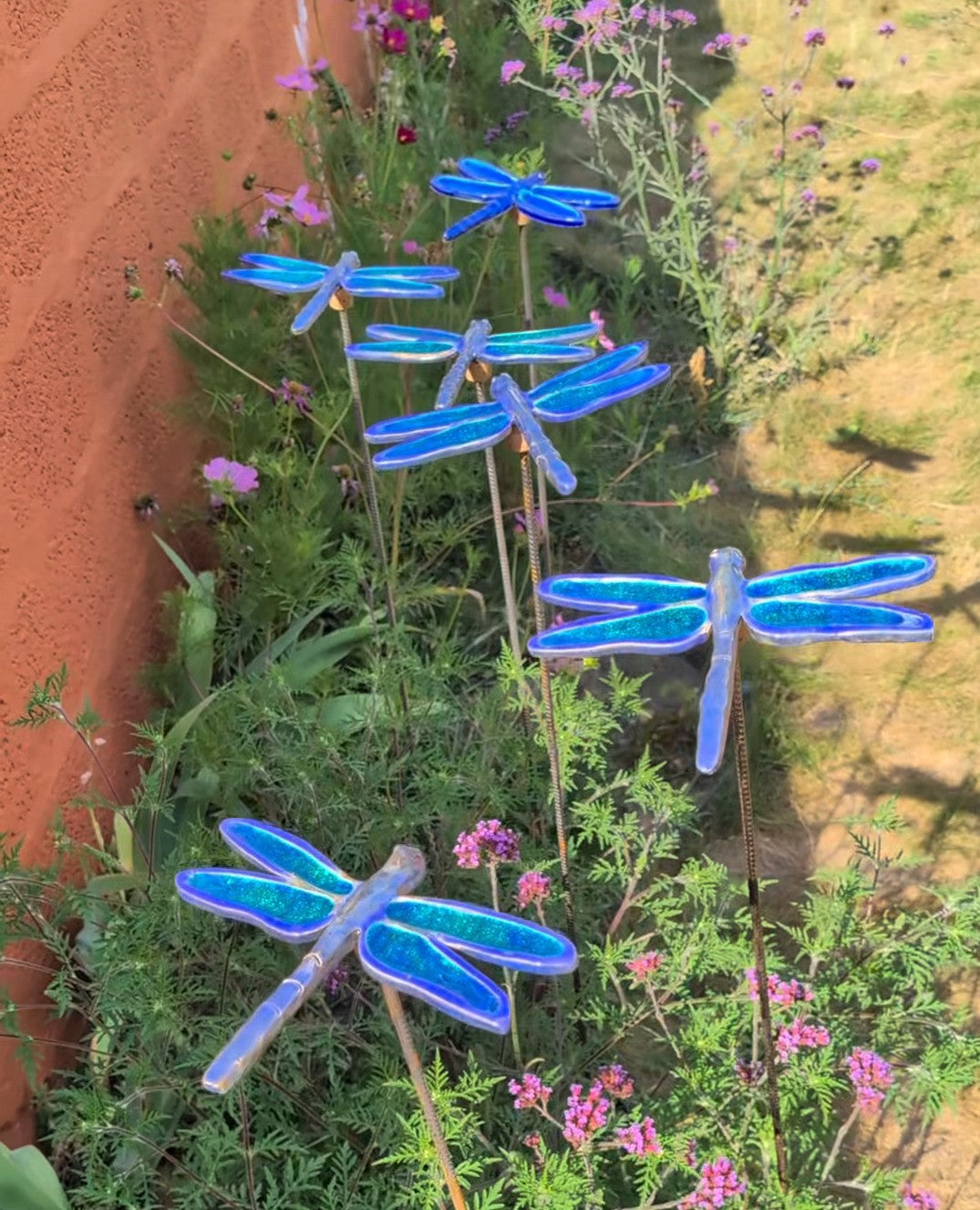 Libellule en Grès & Verre Cristallisé — Décoration Artisanale d'Jardin & Intérieur